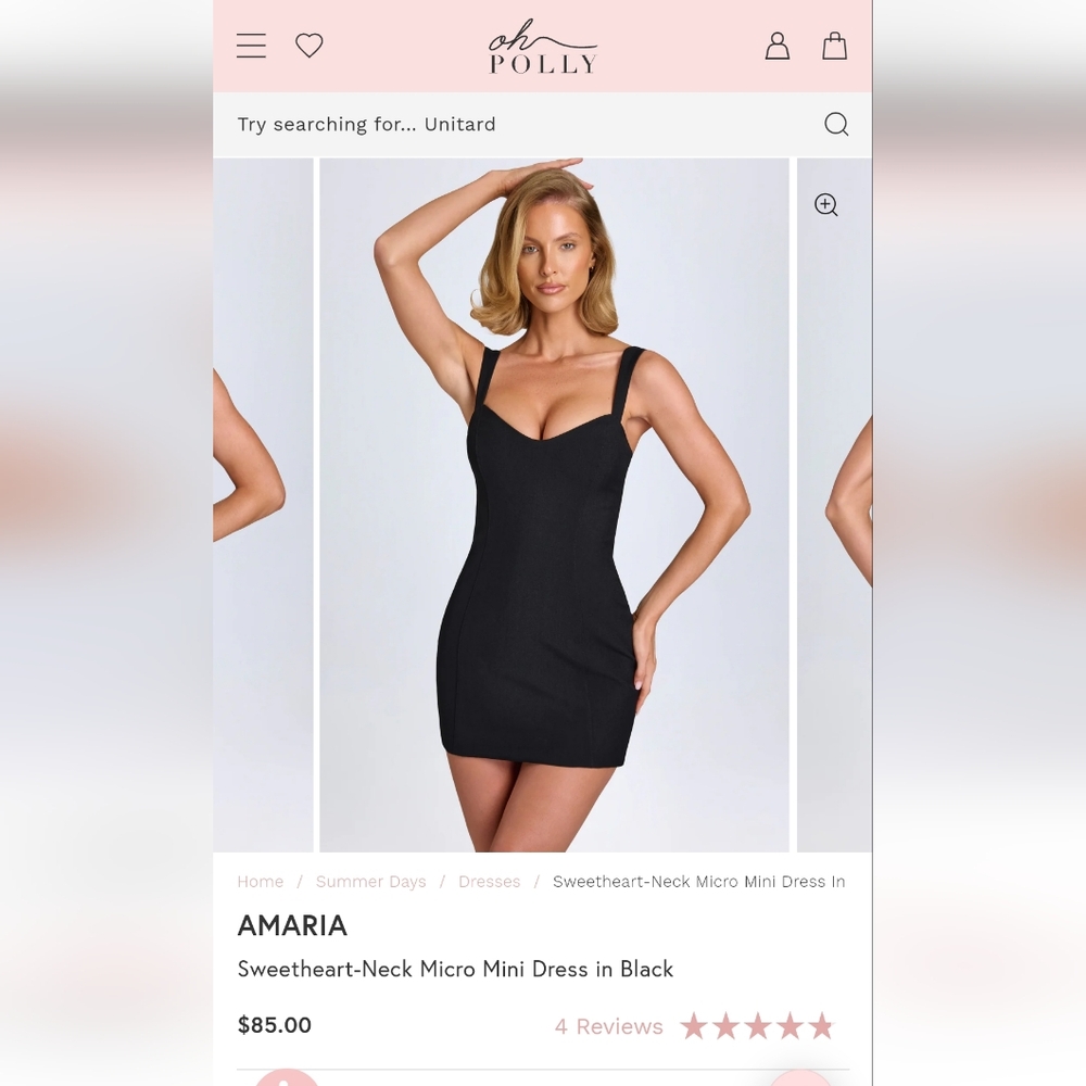 Oh Polly Amaria Sweetheart Neck Micro Mini Dress in Black